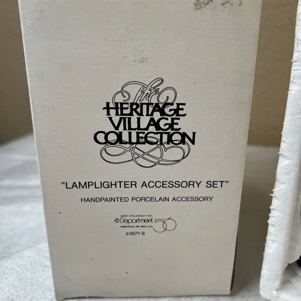 Vintage Dept 56 Heritage Village Lamplighter Accessory Set #55778 Retired 1989